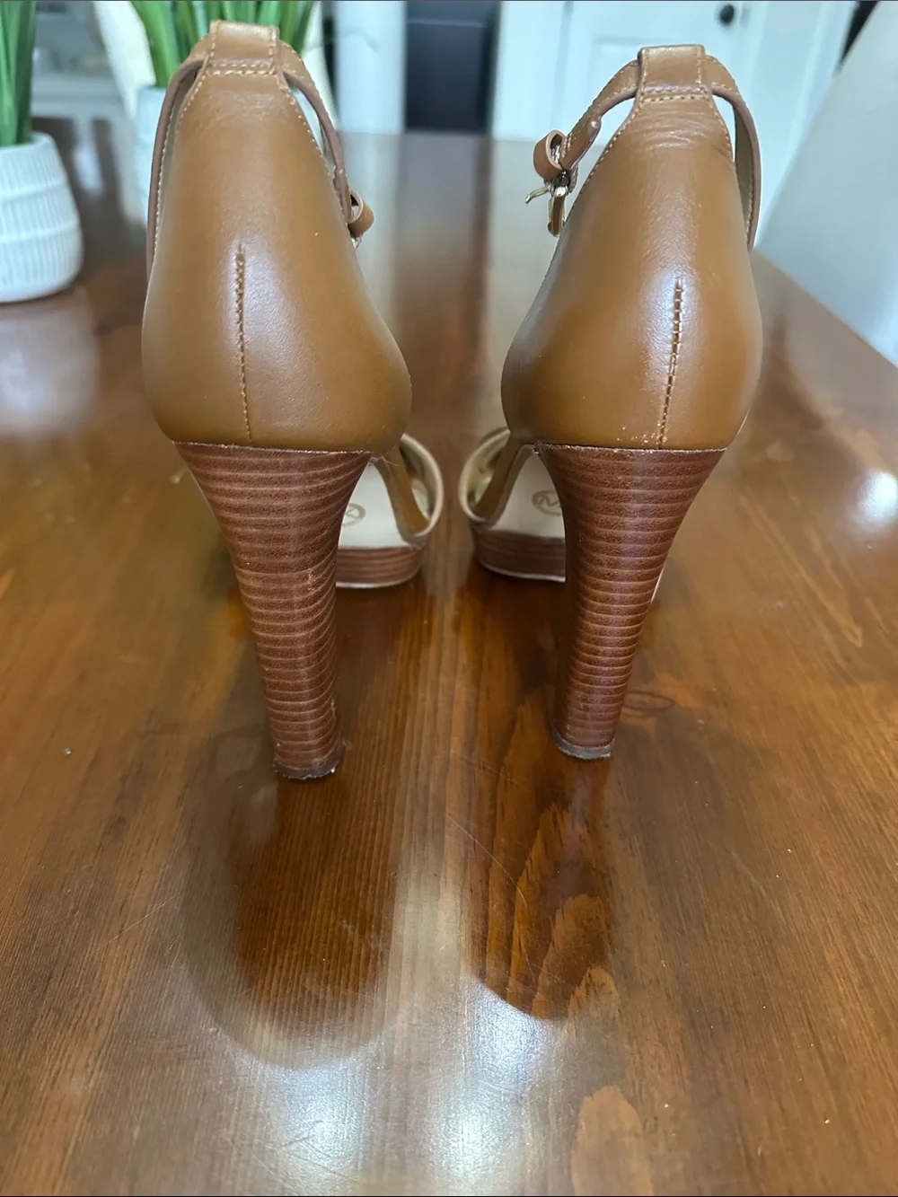 MICHAEL Michael Kors Brown Leather Platform Heels